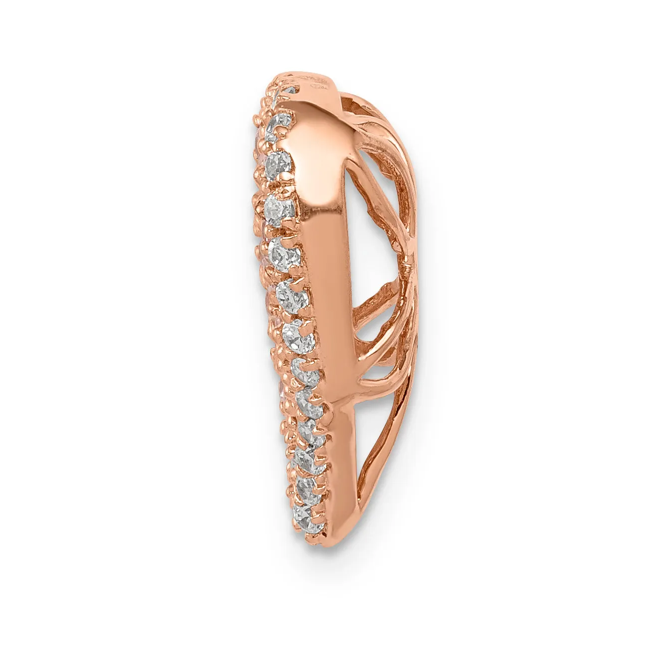 14k Rose Gold Diamond Pink Sapphire Vintage Heart Chain Slide