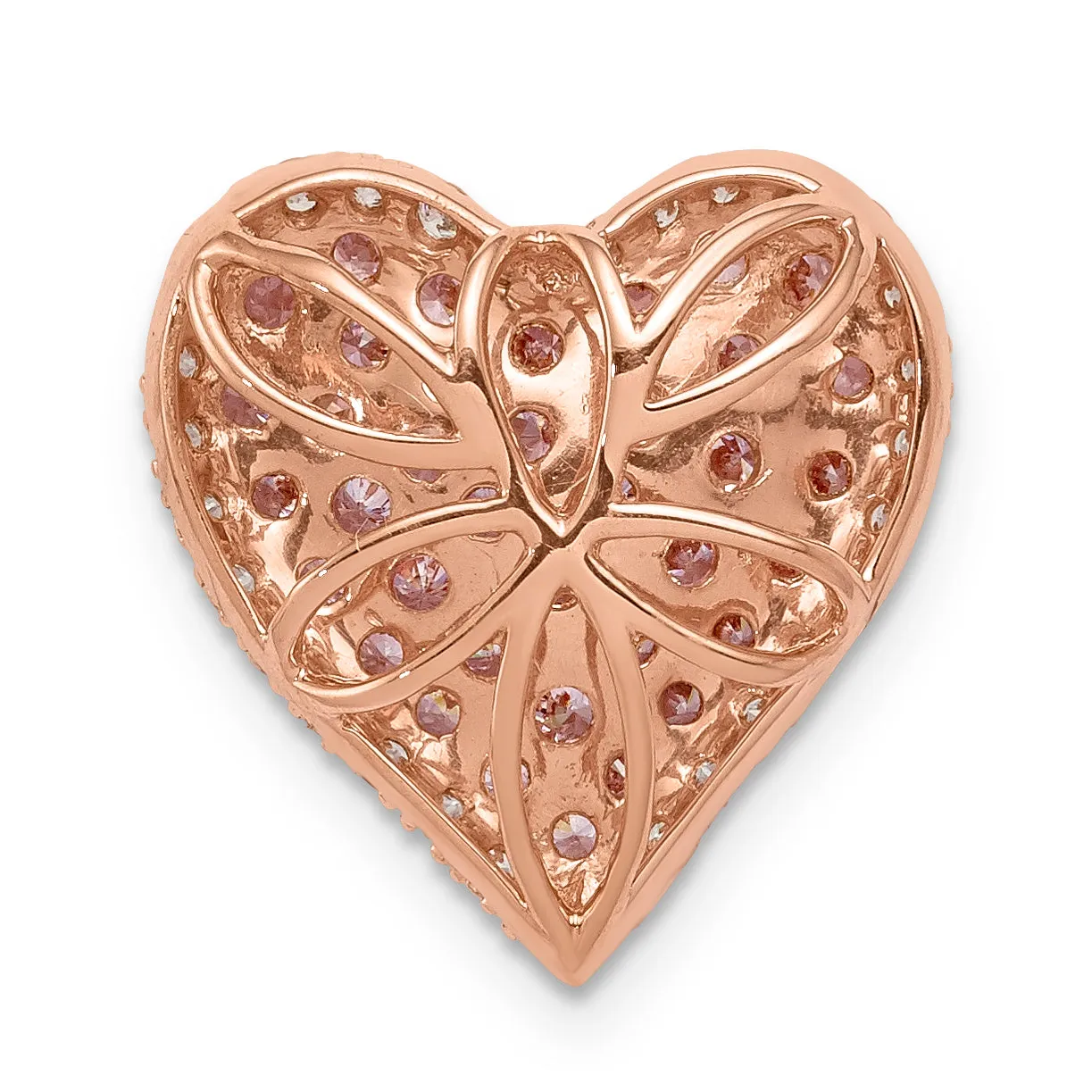 14k Rose Gold Diamond Pink Sapphire Vintage Heart Chain Slide
