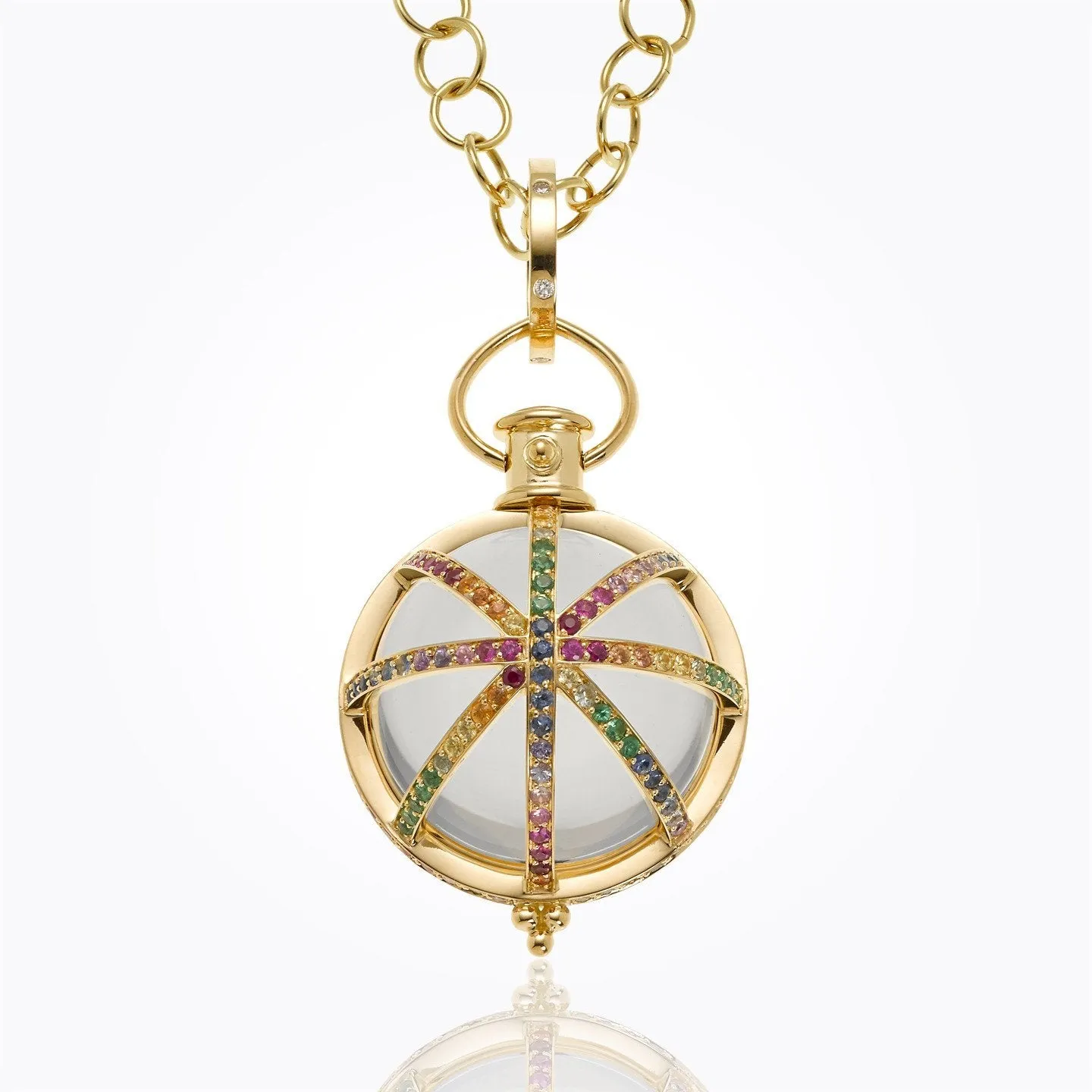 18K Cosmic Crystal Pendant with mixed sapphire and diamond