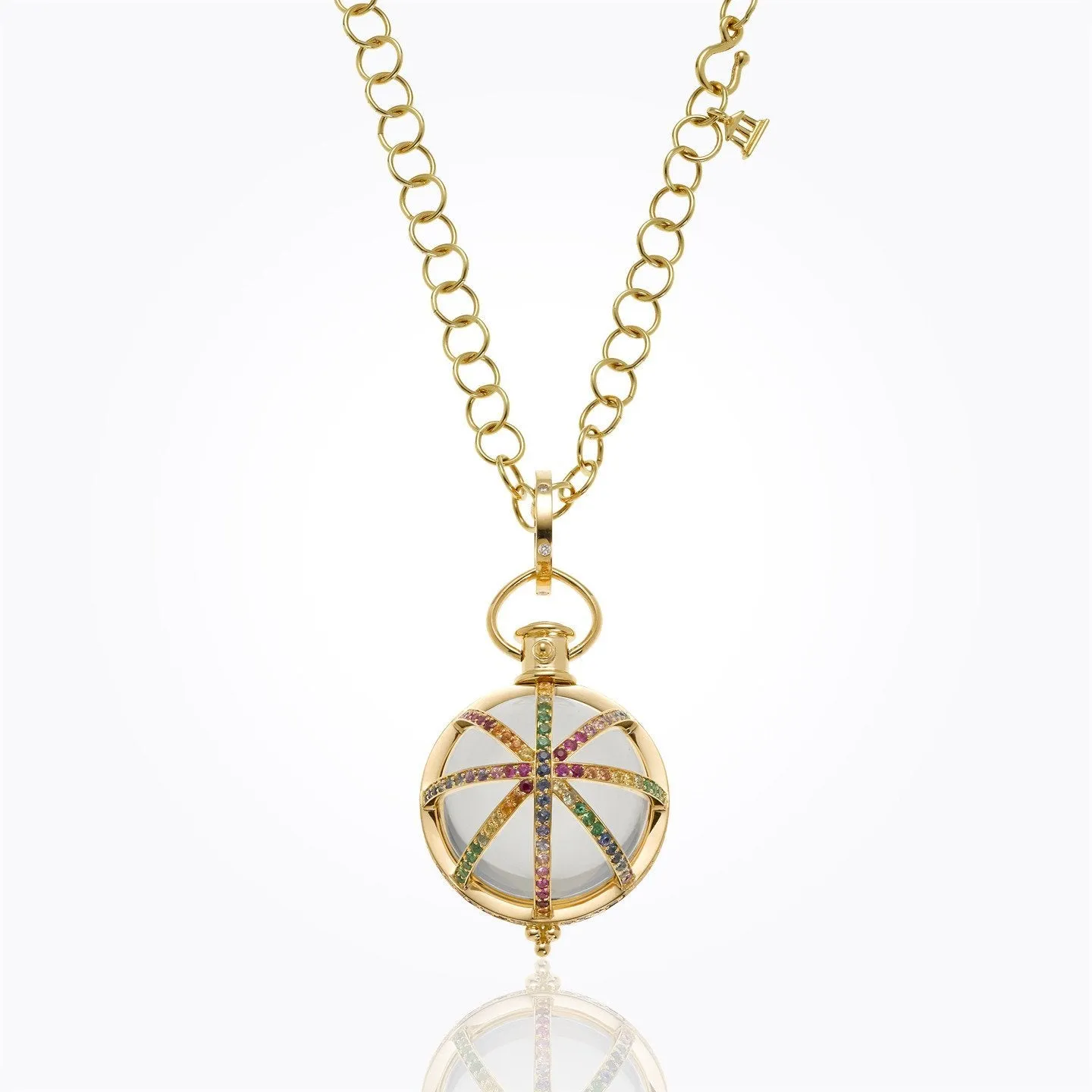 18K Cosmic Crystal Pendant with mixed sapphire and diamond