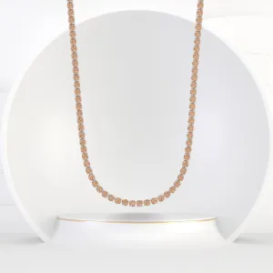 4 Prong Champagne Diamond Tennis Necklace 18K Solid Gold