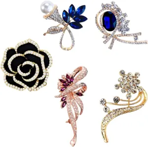 5Pcs Elegant And Exquisite Women's Brooches, Wedding Party Brooches, Daily Commuting Brooches, Sparkling Brooches With a Simple Yet Sophisticated feel.