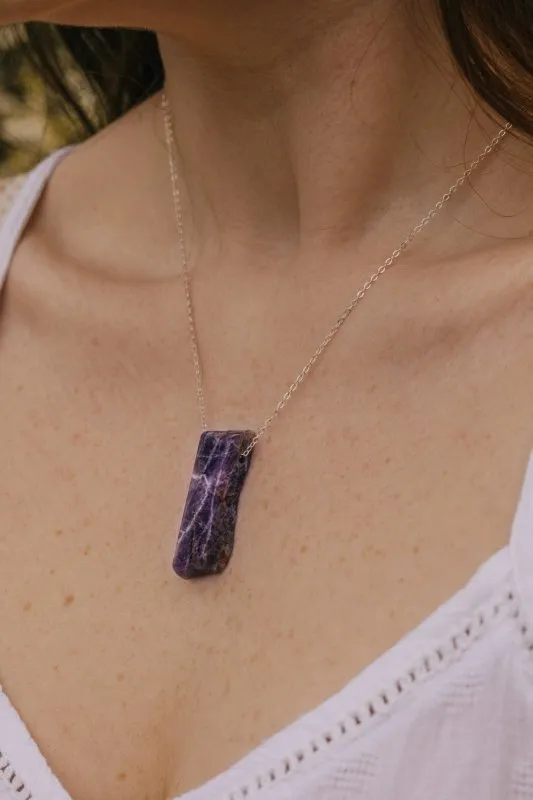 925 Sterling Silver & Amethyst Pendant Necklace