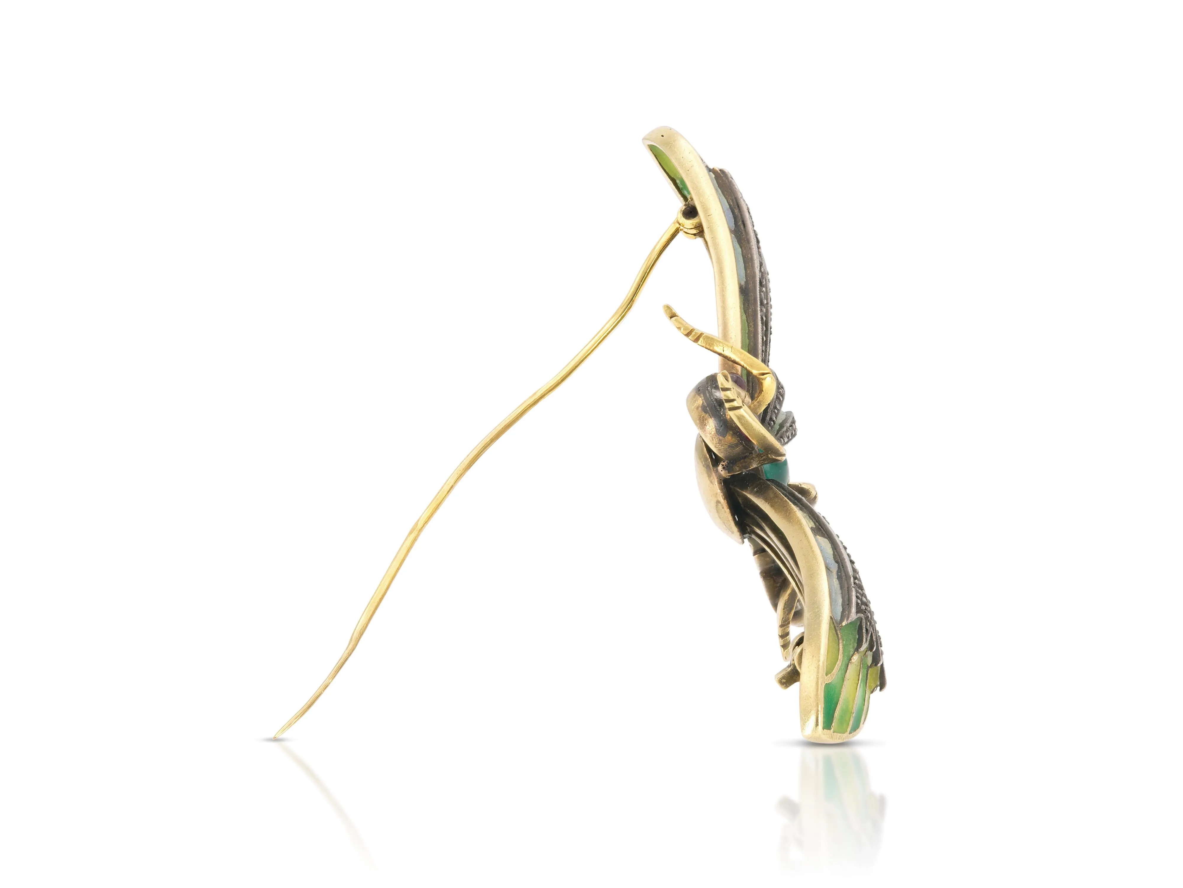 Antique Art Nouveau Plique-à-Jour Dragonfly Brooch