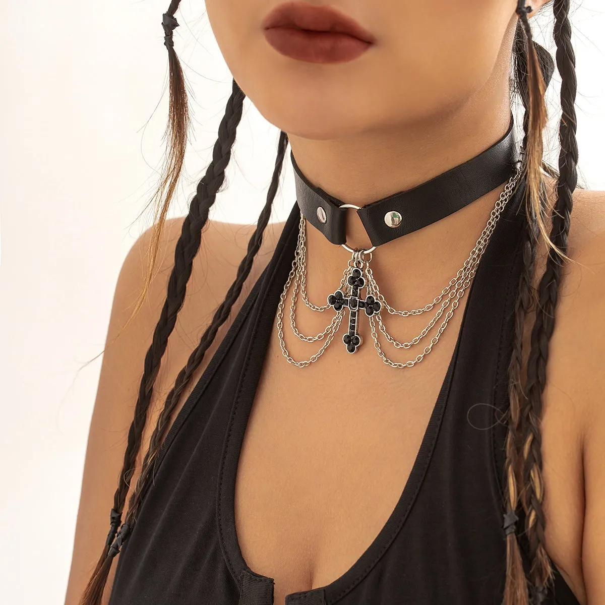 Black Cross Choker - The Nevermore Gothic Choker Necklace