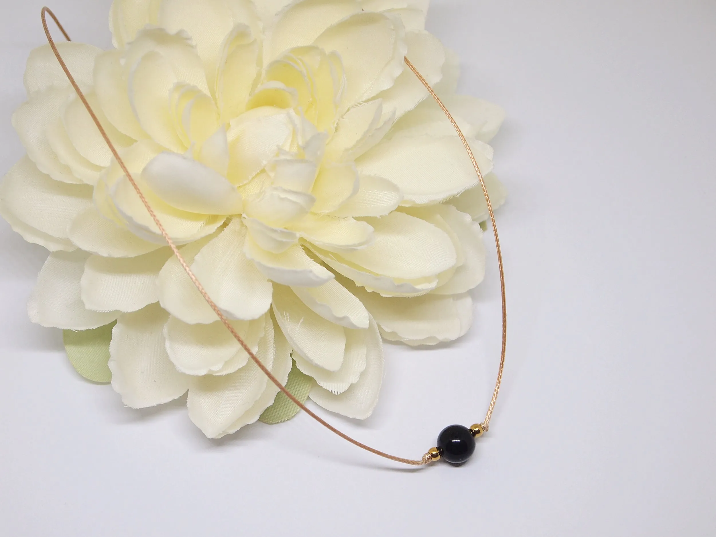 Black tourmaline cord necklace