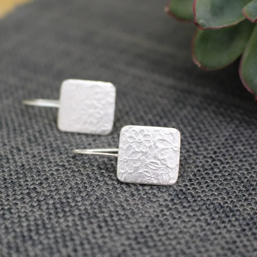 Blossom Tag Drop Silver Earrings