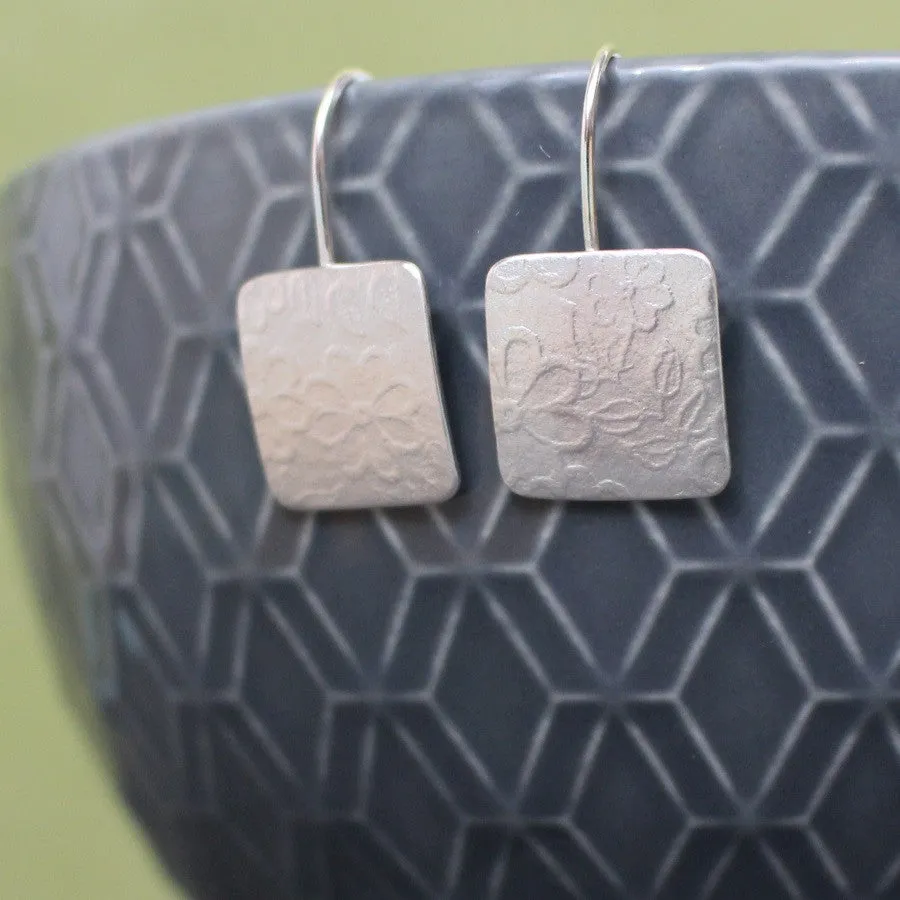 Blossom Tag Drop Silver Earrings