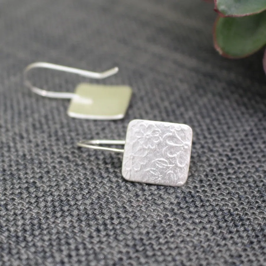 Blossom Tag Drop Silver Earrings