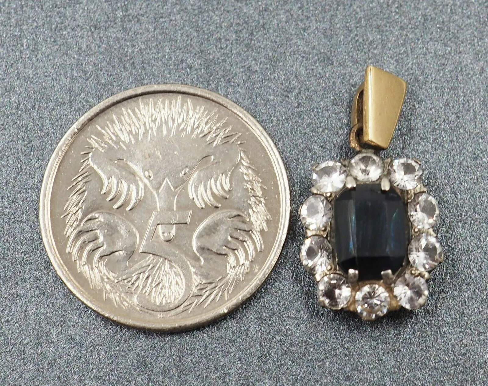 Blue & White Sapphire 9ct Yellow Gold Pendant