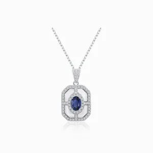 Blue Sapphire Necklace in White Gold