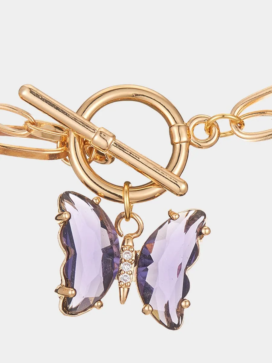 Crystal Butterfly Pendant Necklace MSE00131