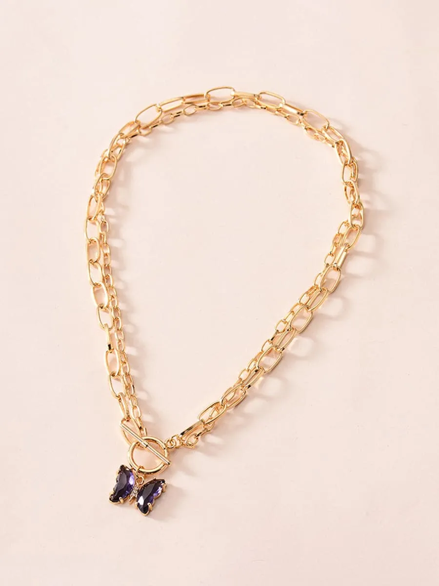 Crystal Butterfly Pendant Necklace MSE00131