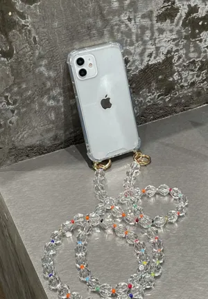 CRYSTAL CHAIN PHONE STRAP & CLEAR CASE