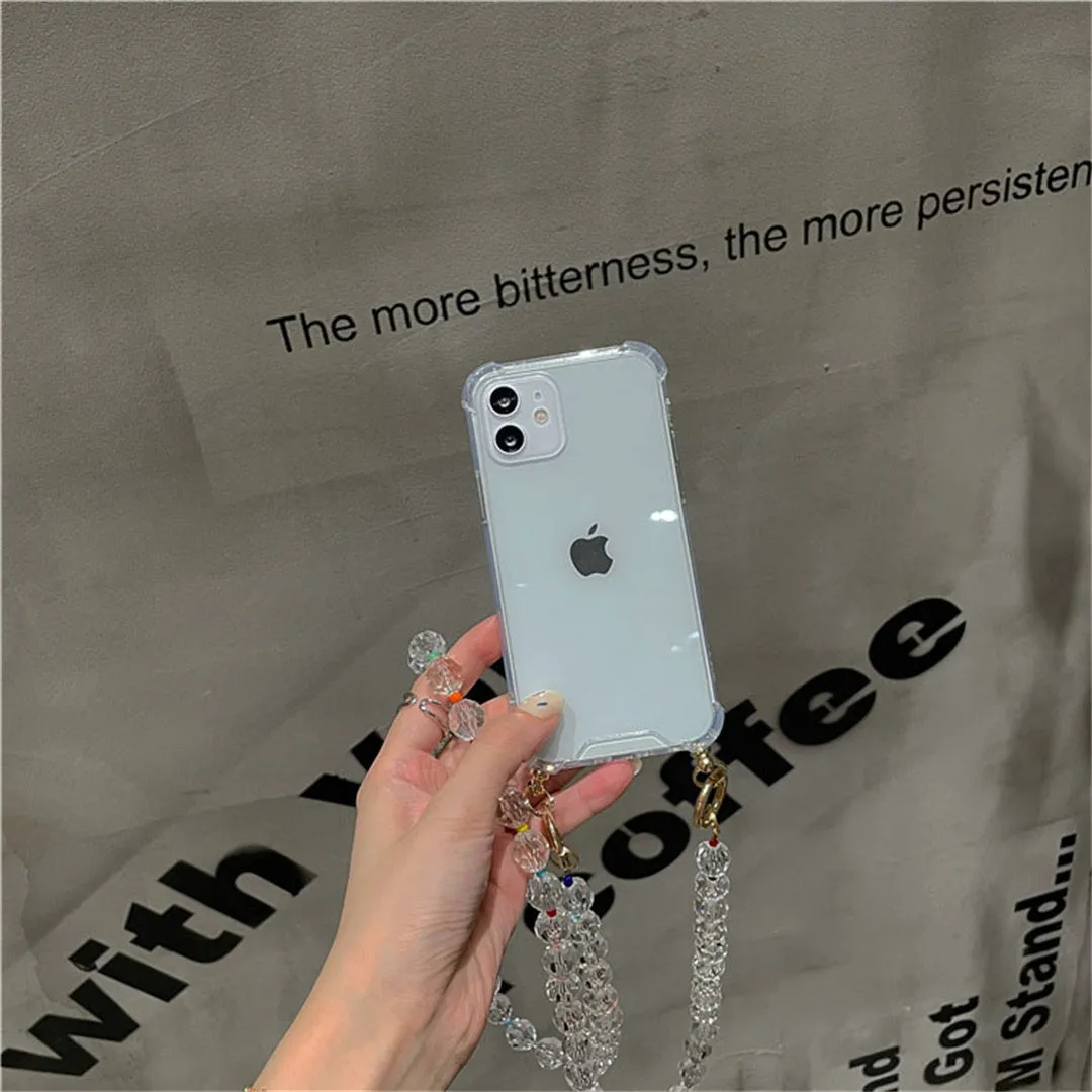 CRYSTAL CHAIN PHONE STRAP & CLEAR CASE