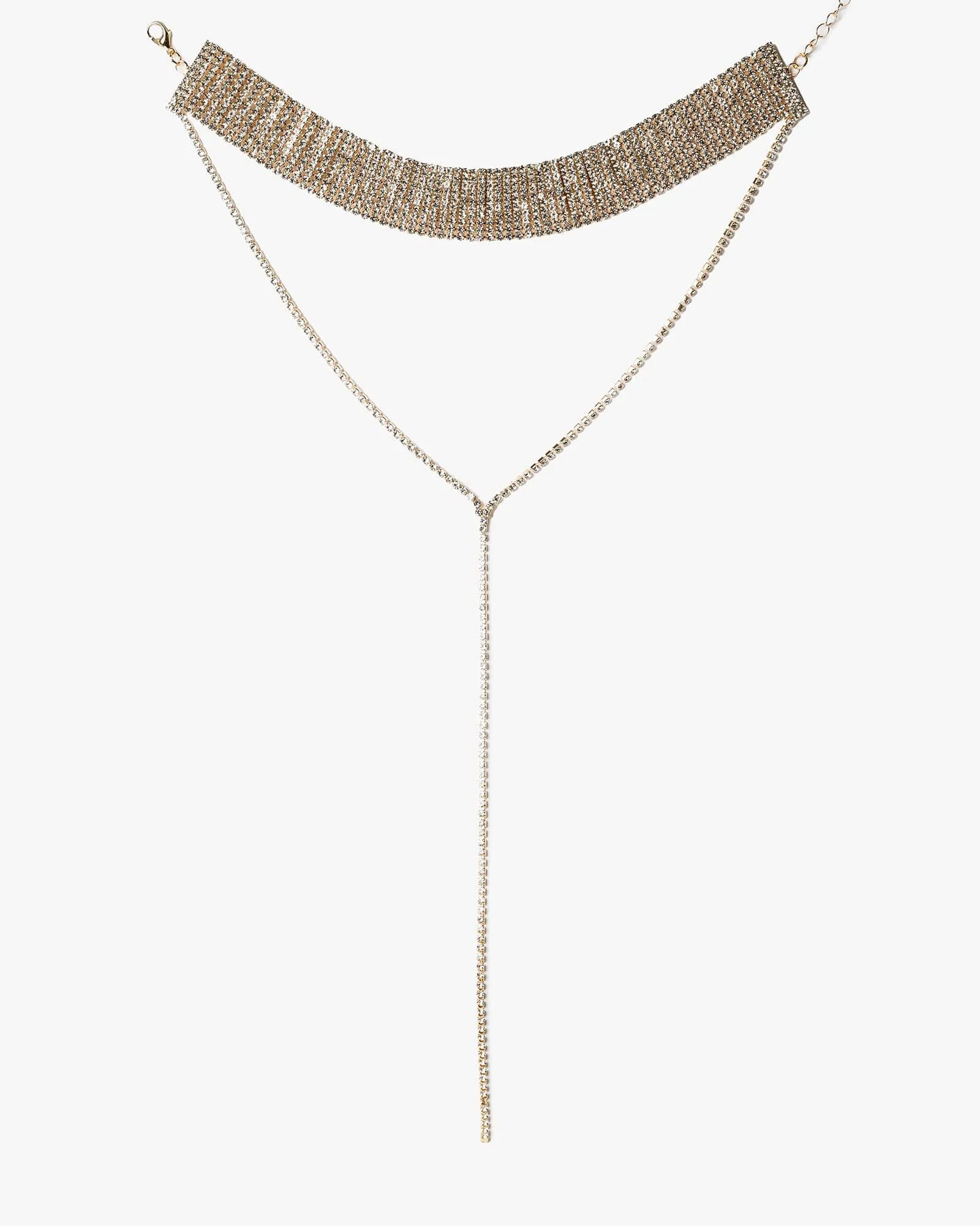 Crystal Wide Choker Fine Lariat Necklace
