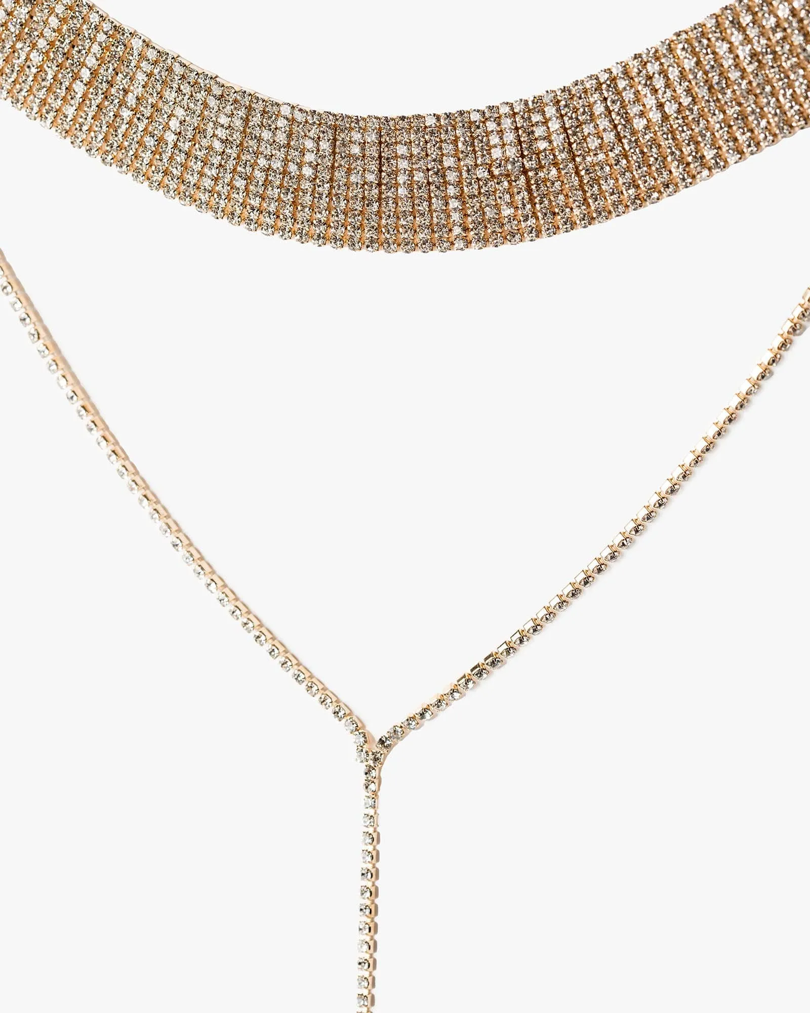 Crystal Wide Choker Fine Lariat Necklace