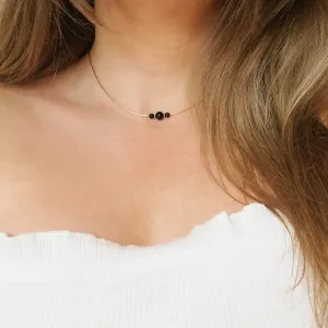 Dainty Black tourmaline beaded choker