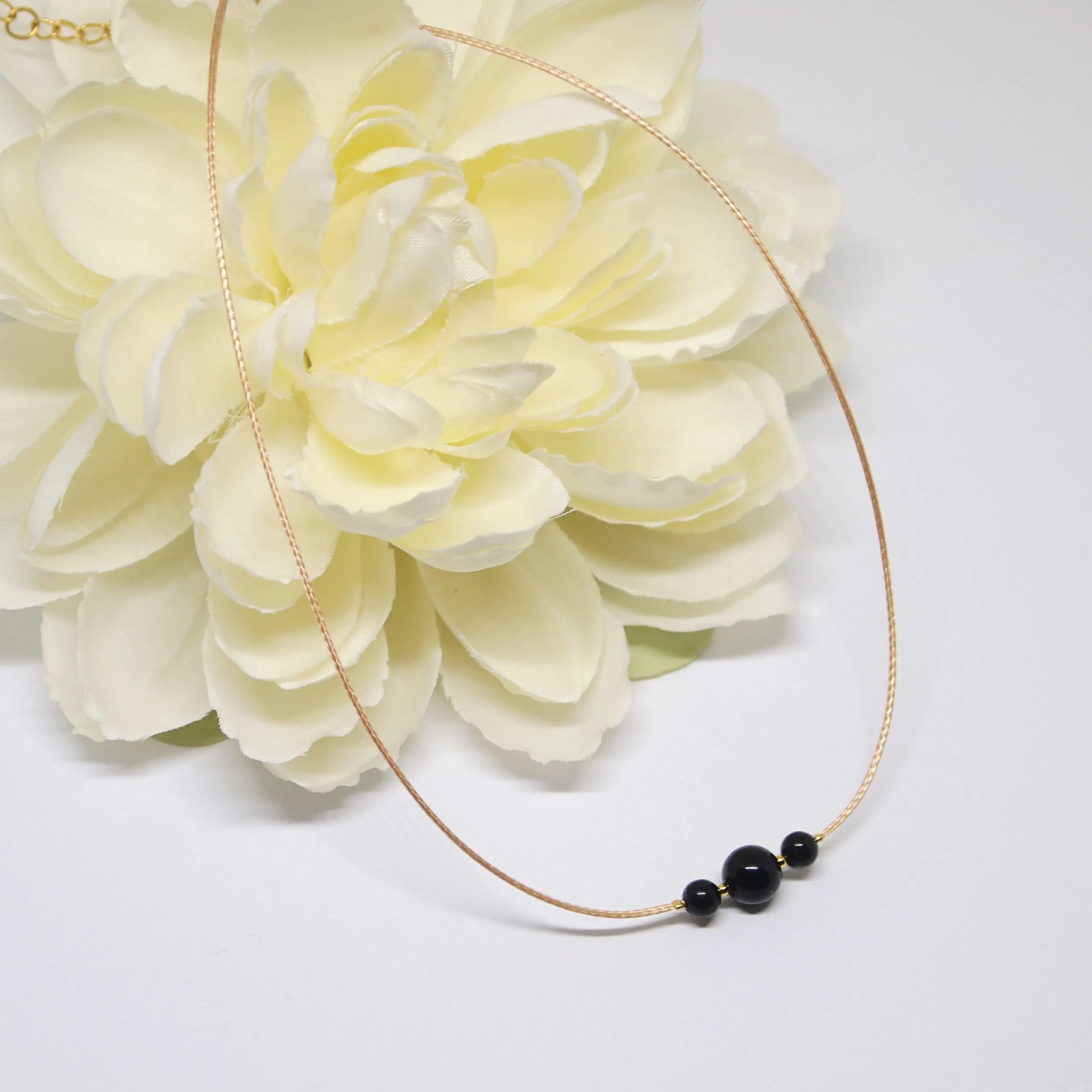 Dainty Black tourmaline beaded choker