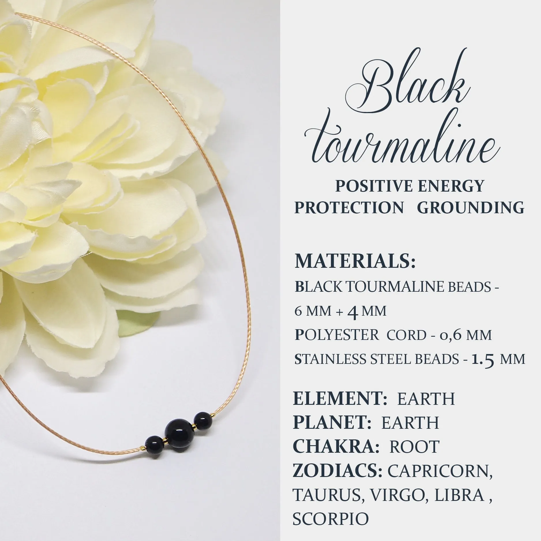 Dainty Black tourmaline beaded choker