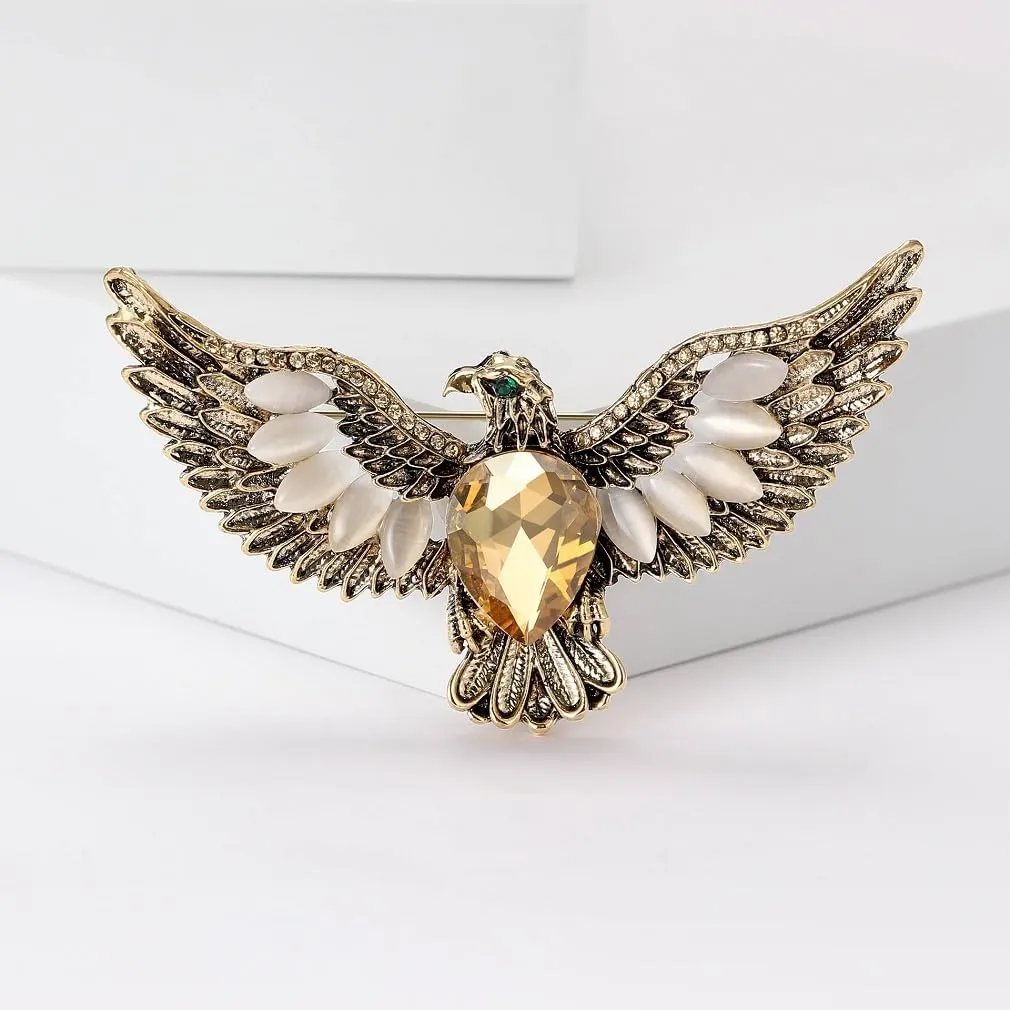 Eagle Brooch Pins for Women, American Bald Eagle Brooch Pin, Cute Eagle Animal Brooch Lapel Pin, Bohemian Flying Eagle Bird Brooches Pins for Women Hat Bag Suit Dress Accessories