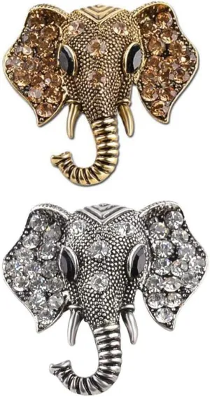 Elephant Brooch Pin Retro Crystal Animal Shape Elephant Brooches for women Men 2 Pack