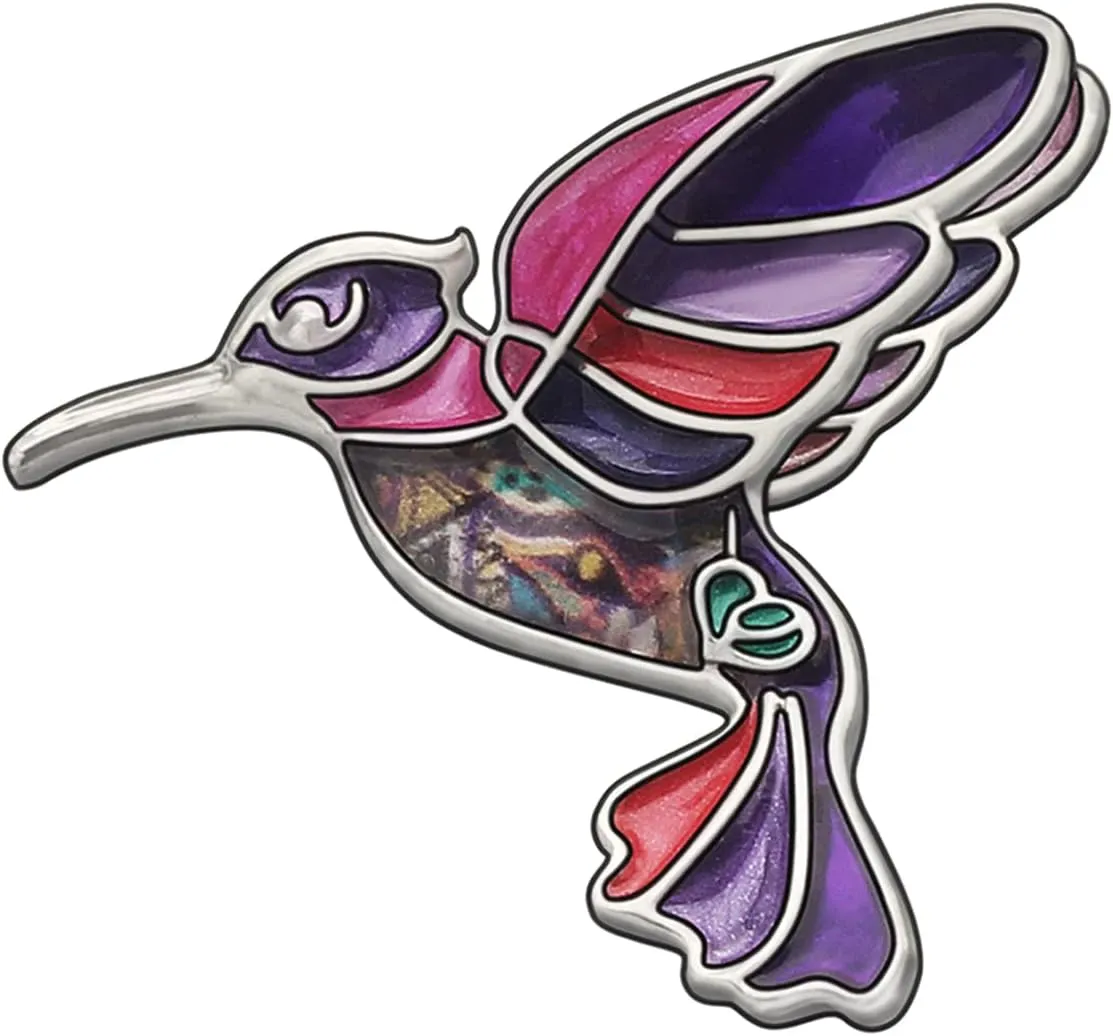 Enamel Zinc Alloy Fashion Hummingbird Brooches Pins Birds Rhinestone Jewelry for Women Teens Girls Charms Party Gifts