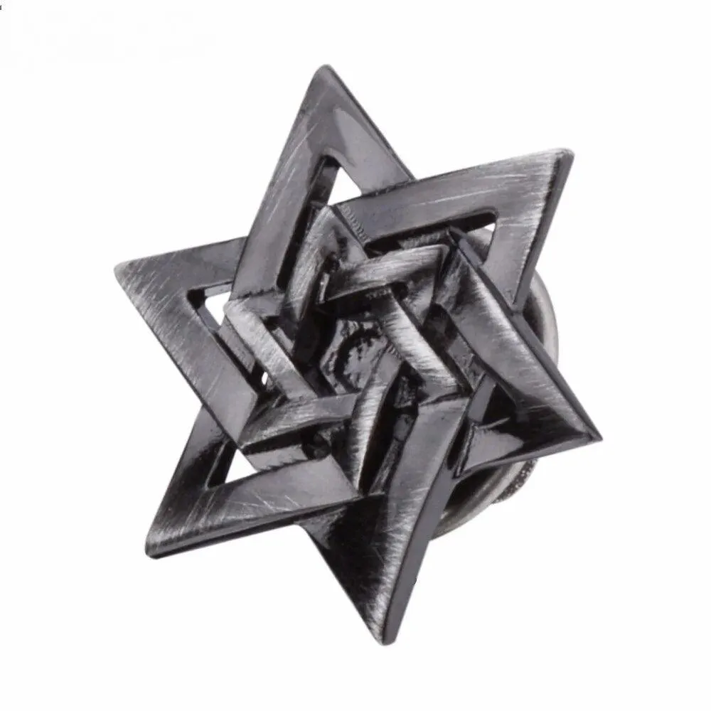 Fashion Hexagram Silver Color Lapel Pin