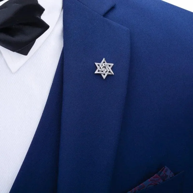 Fashion Hexagram Silver Color Lapel Pin