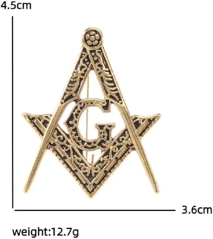 Freemasonry Brooch Pins for Women, Masonic Brooch Pin, Retro Freemasonry Compass Brooch Lapel Pin, Classic Masonic Brooches Pins for Women Hat Bag Suit Dress Accessories Jewelry