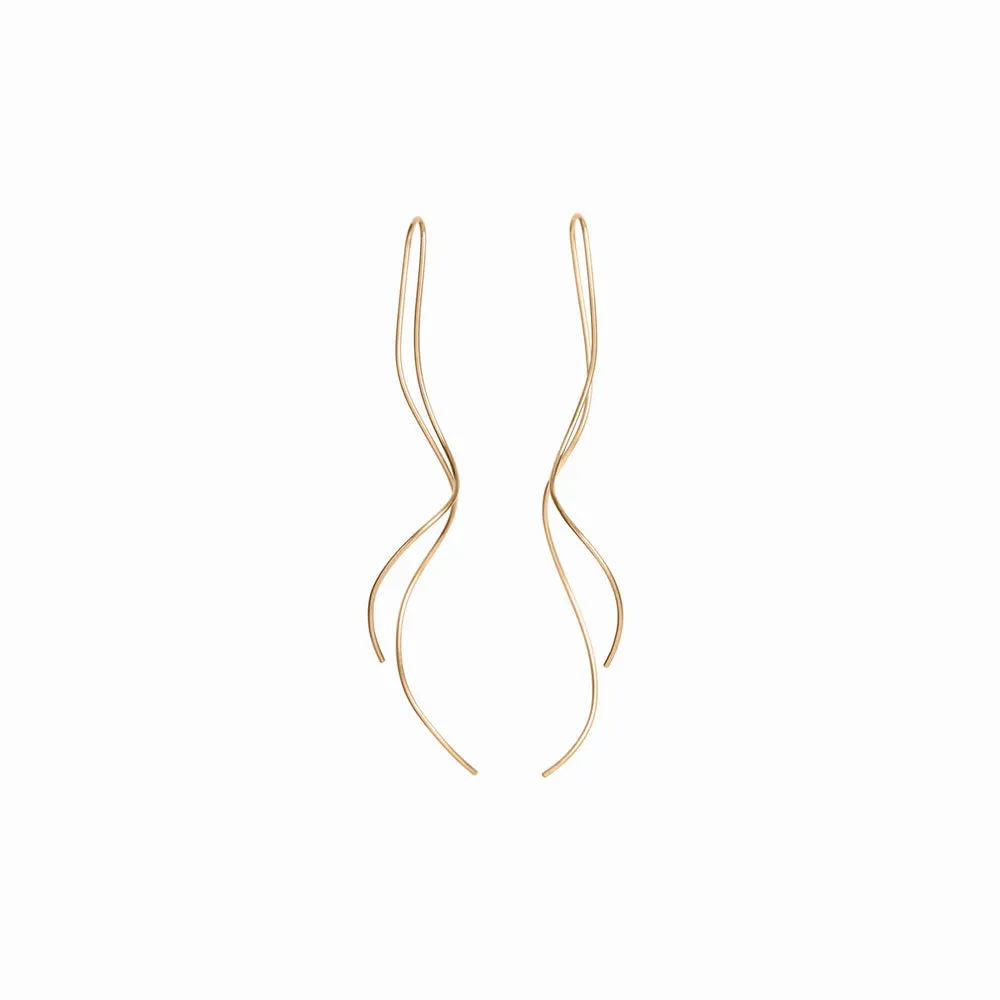 Gold Squiggle Threader Earrings