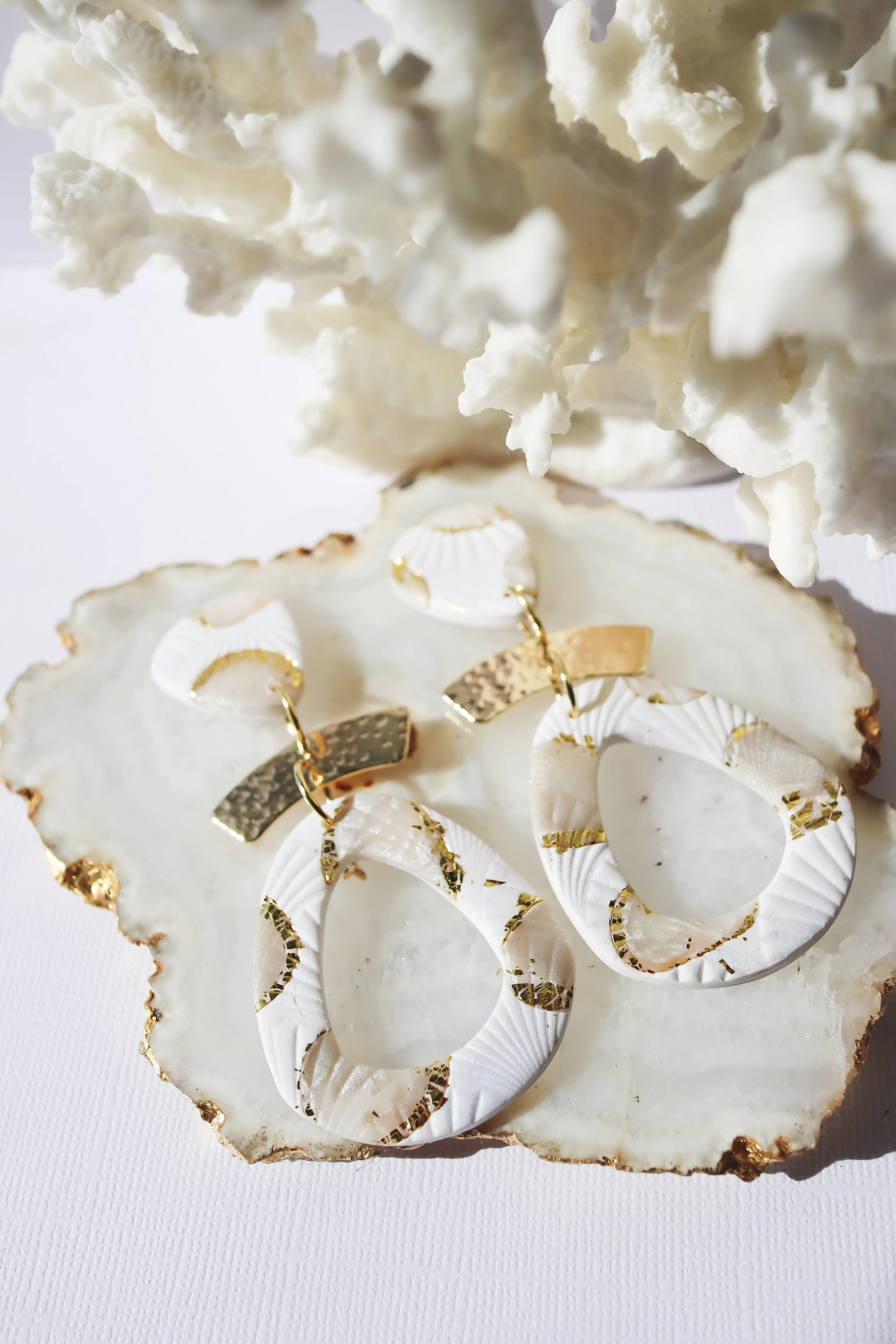Golden Shell Oval Dangles
