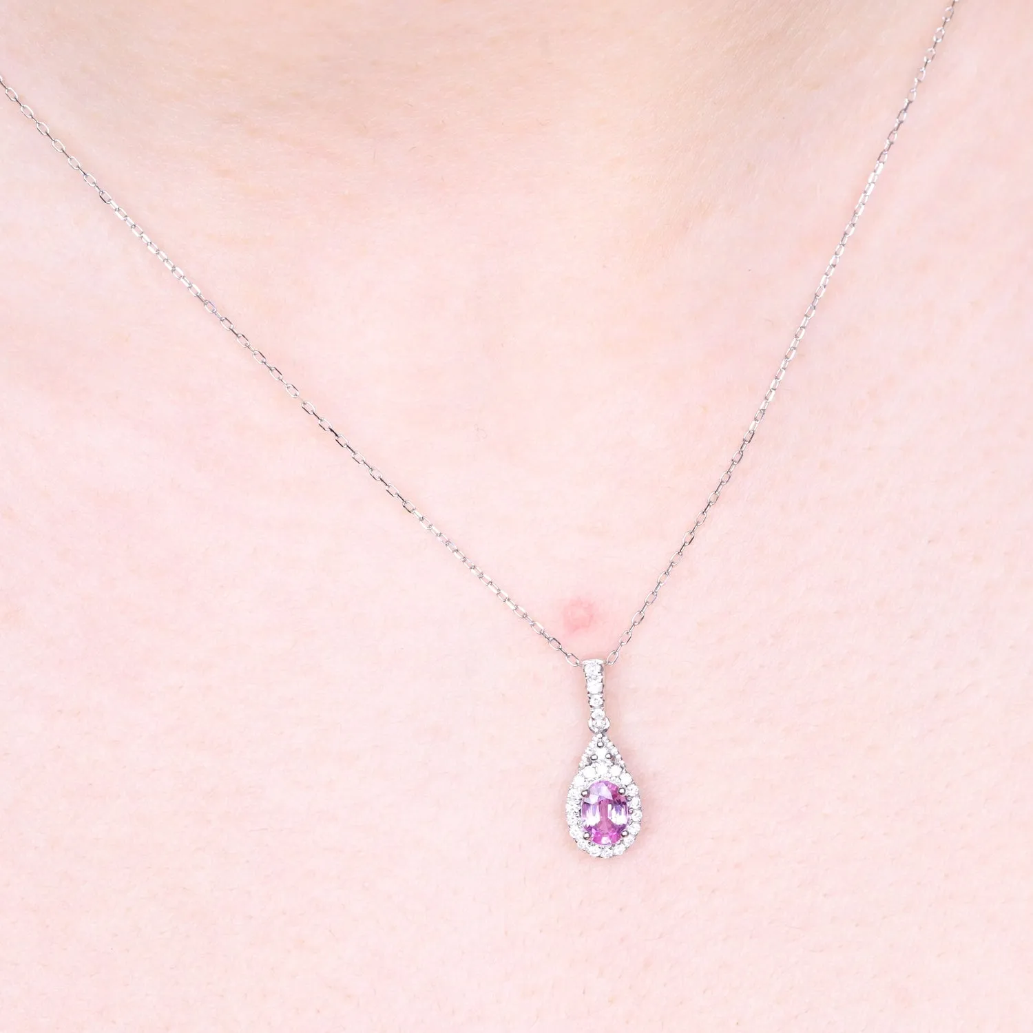 Hannah 14K White Gold Oval-Cut Pink Sapphire Pendant