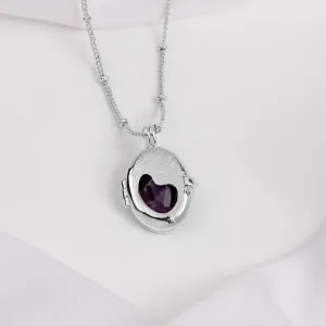 Healing Amethyst Silver Locket Necklace