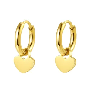 Heart Huggie Earrings Stainless Steel