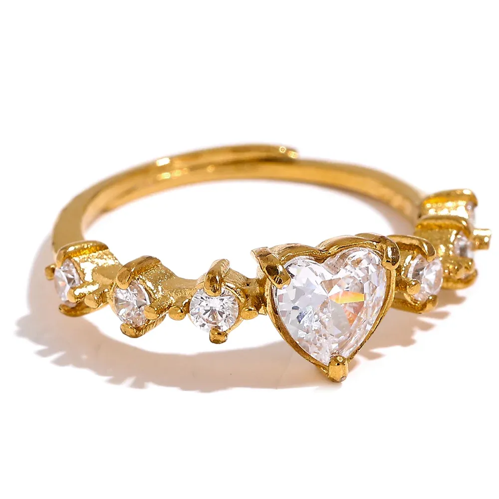 Heart Shape CZ Stone Adjustable Ring