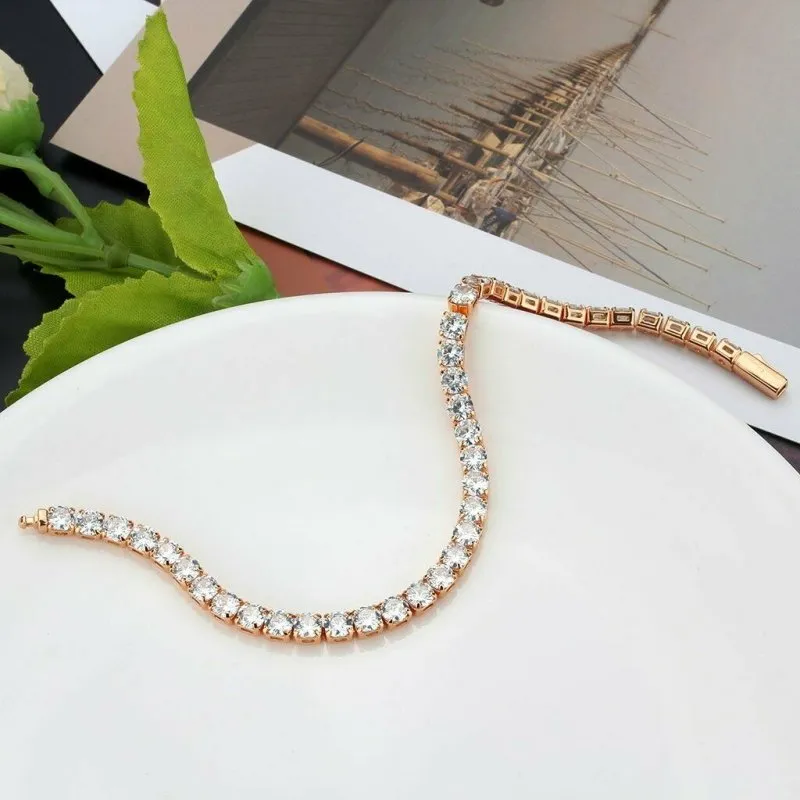 Jewellery Kingdom Ladies Tennis Cubic Zirconia 7inch Bracelet (Gold)