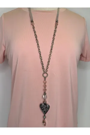 Lost And Found Long Cord And Chain Solid Heart Necklace