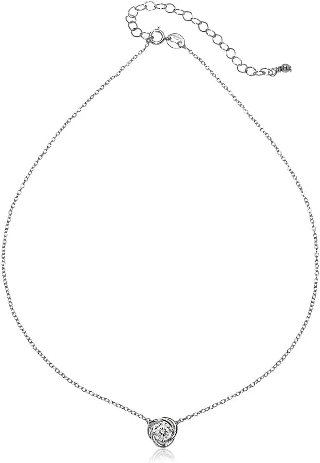 Love Knot Necklace, Short Necklace, Layered Necklaces for Women, Choker Layering Necklace, Cubic Zirconia Necklace, Dainty Necklace, Choker Necklaces for Women, Sterling Silver Necklace for Women