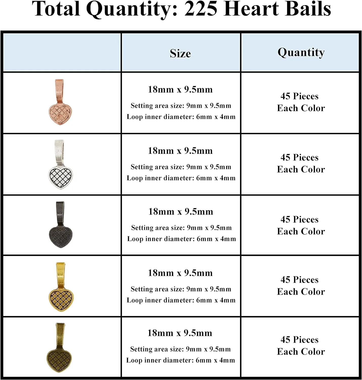 Mandala Crafts Assorted Pendant Bails for Jewelry Making Bulk - Flat Jewelry Bails Glue on Bails for Ornaments - Heart Bail Pendant Bales for Necklaces Earrings Charms