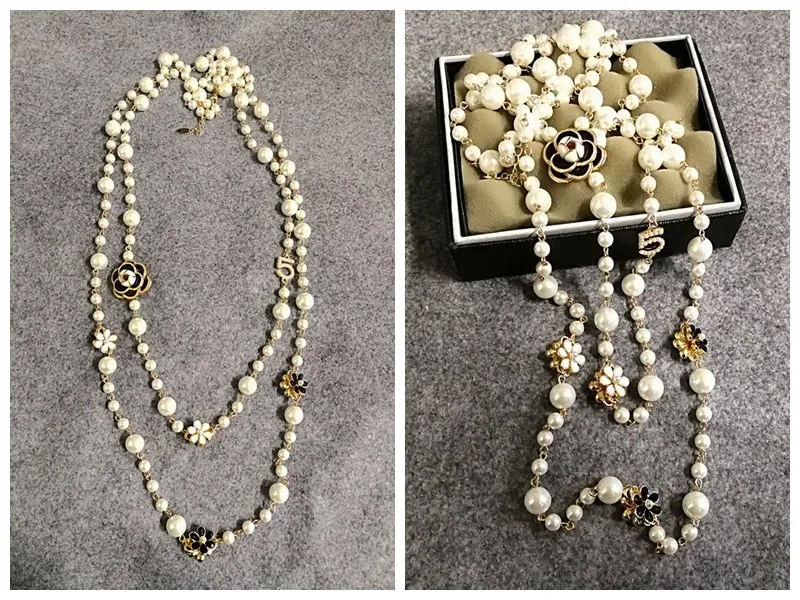 Mimiyagu Long Simulated Pearl Necklace