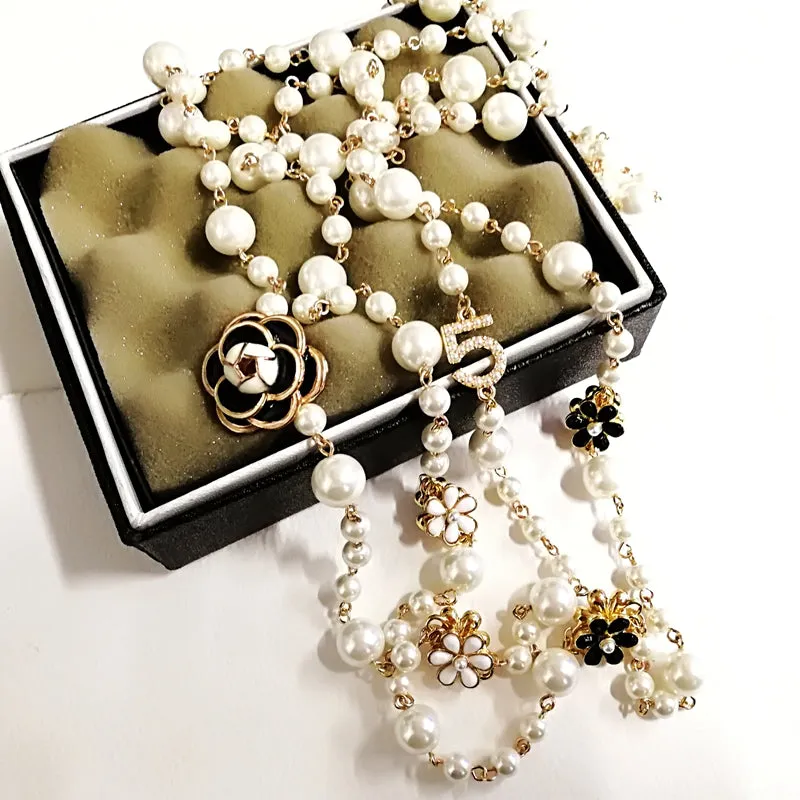 Mimiyagu Long Simulated Pearl Necklace