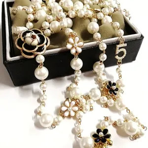 Mimiyagu Long Simulated Pearl Necklace