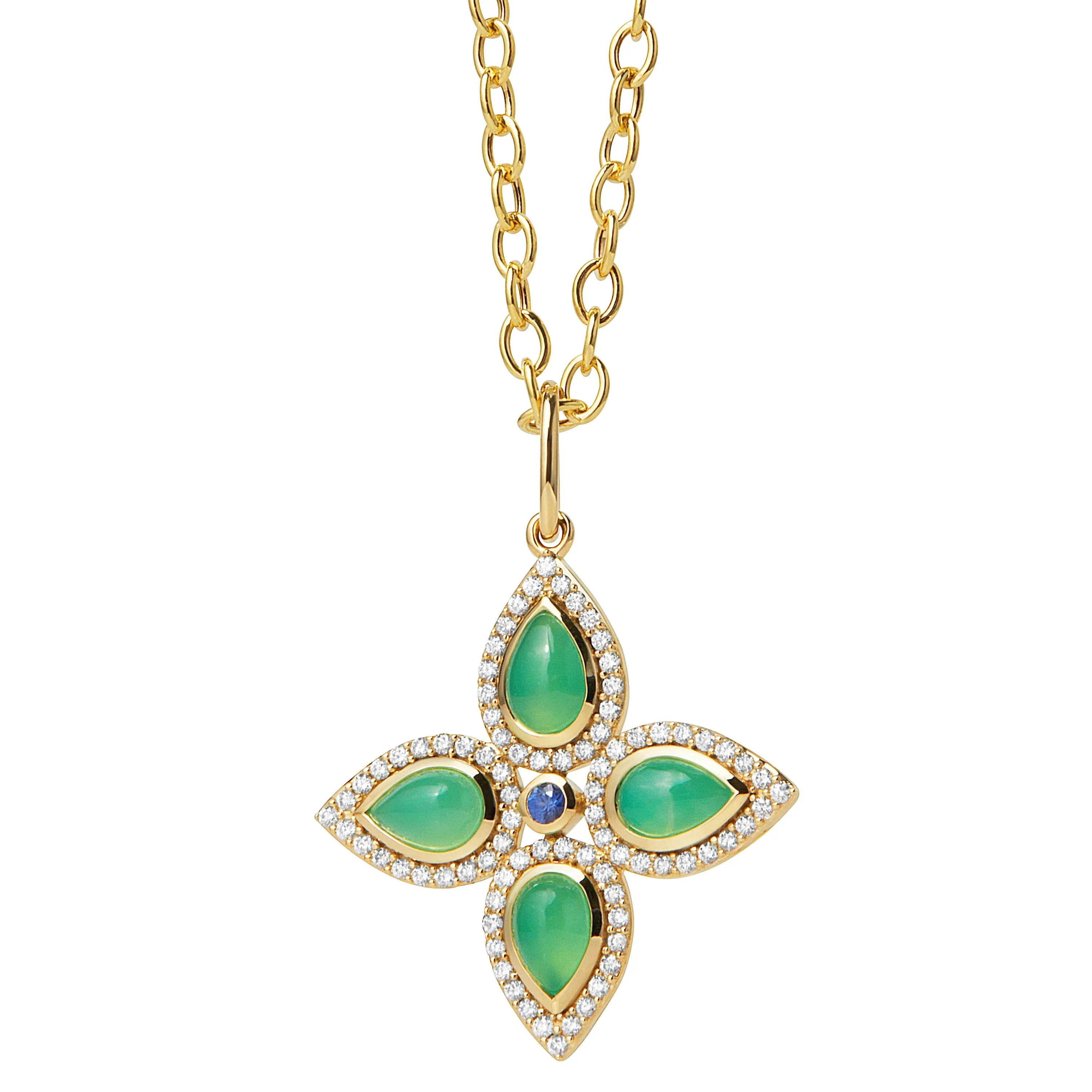 Mogul Chrysoprase Clover Pendant