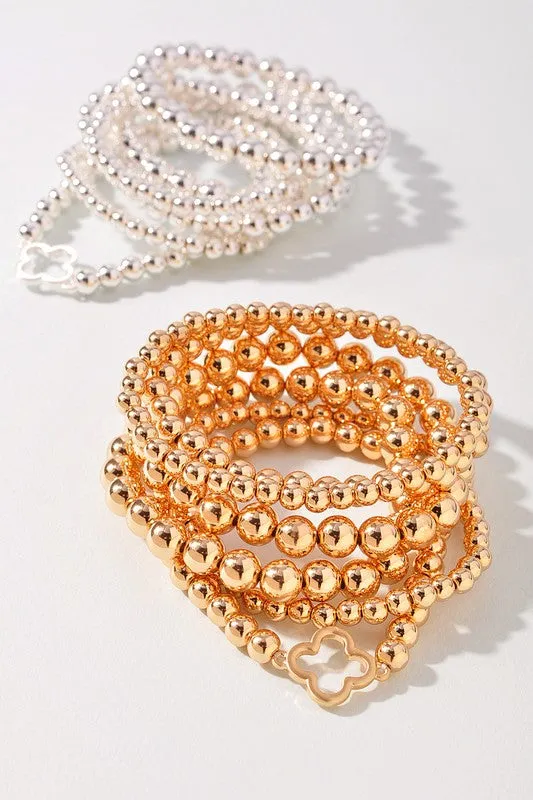 Multi Strand Clover Beaded Bracelet