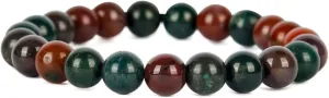 Natural Bloodstone Bracelet for Women & Men 8mm Beads Stretchable Healing Crystal Bracelet for Strength & Protection Pack of 2