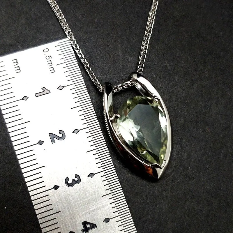 Natural Green Amethyst S925 Silver Necklace & Pendant