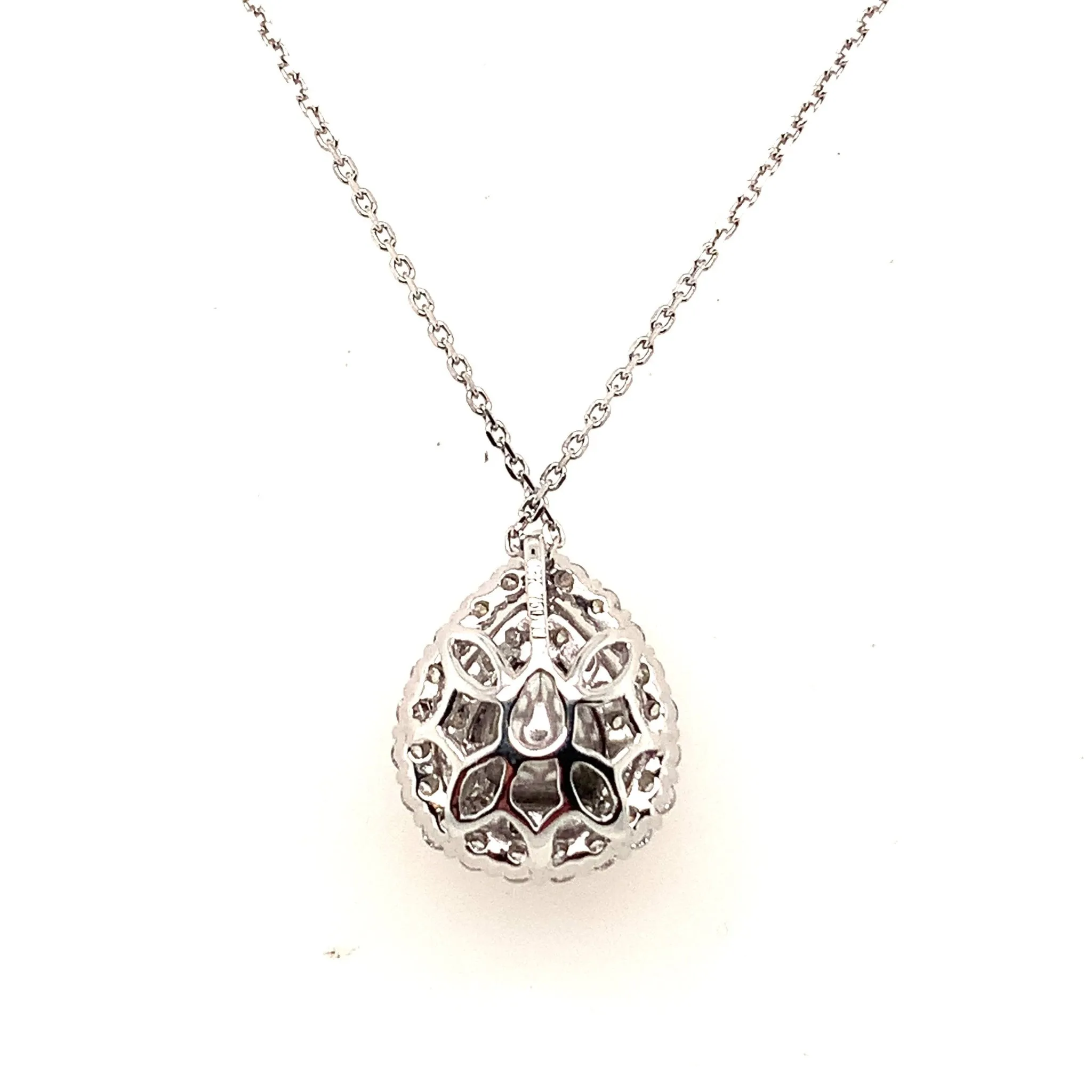 Pear Shaped Sapphire and Double Diamond Halo Pendant