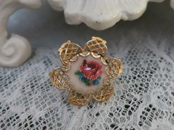 Petit Point Rose Earrings