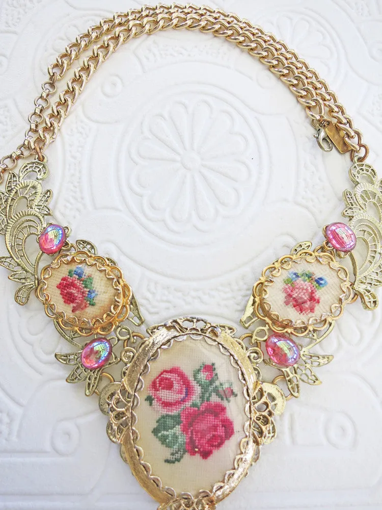 Petit Point Rose Earrings